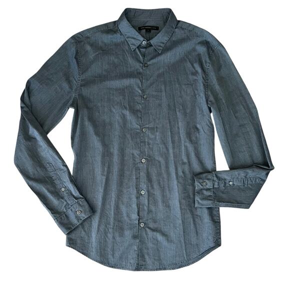 John Varvatos Men’s Slate Blue Gray Slim Fit Striped Button Down Collared Shirt - Picture 7 of 7